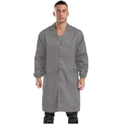 Choomomo Work Coat Long Sleeve Front Button Lab Coat Jackets Mechanical Workwear for Men Women Gray 170