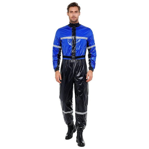 Choomomo Work Jumpsuit Casual Waterproof Coveralls Unisex Men Long Sleeve Spray Paint Clothes Royal Blue M