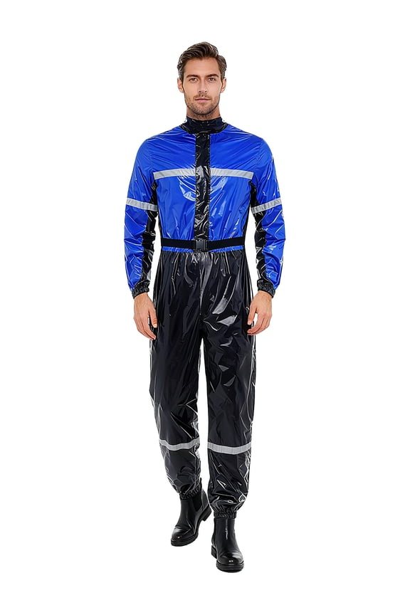 Work Jumpsuit Casual Waterproof Coveralls Unisex Men Long Sleeve Spray Paint Clothes Royal Blue M