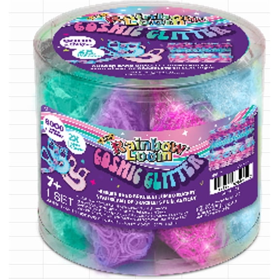 Rainbow Loom Cosmic Glitter Jumbo Bucket Bracelet Making Kit Rubber Band Craft Bucket