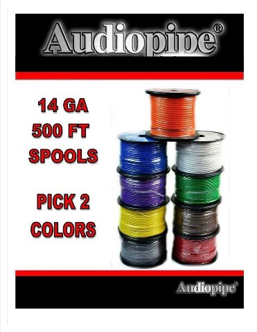Remote Wire Audio Choose 2 colors 14 Ga 500' ea Audiopipe Car Audio Home Primary Remote ...