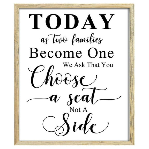 Choose A Seat Not A Side Wedding Party Sign Seating Décor Signage Party Print - Frame Not Included