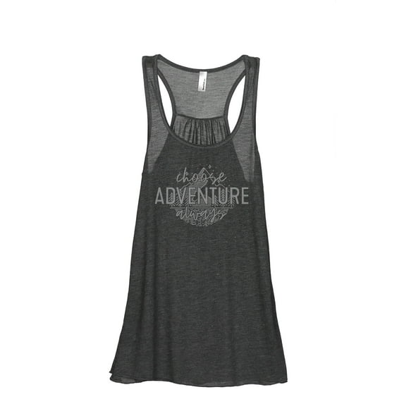 Choose Adventure Always Women's Fashion Sleeveless Flowy Racerback Workout Yoga Tank Top Charcoal Grey 2X-Large