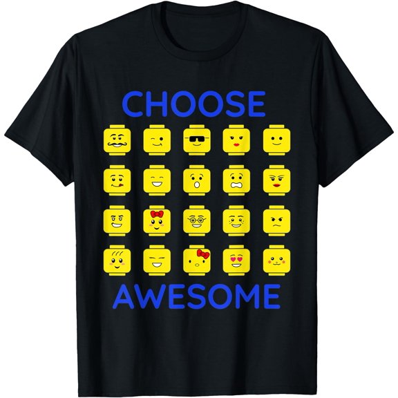 Choose Awesome Building Brick Faces Plastic Blocks Heads T-Shirt