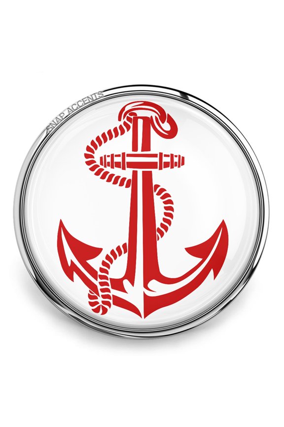 Snap Jewelry 18MM Dark Red Anchor Ginger Charm Button