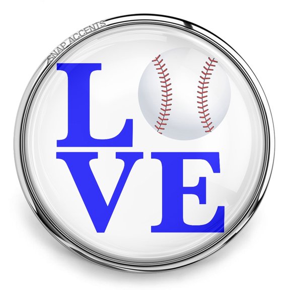 Choose Color | Baseball Love Snap Jewelry Ginger Charm Button, For Interchangeable DIY Customizable Accessories