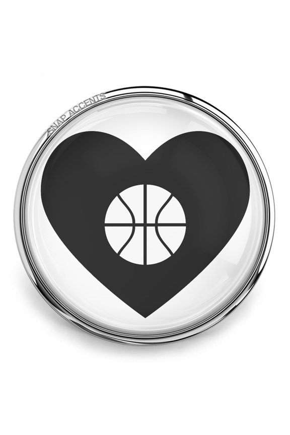Snap Jewelry 18MM Basketball Heart Ginger Charm in Black