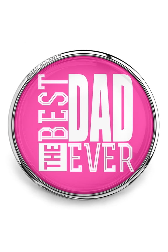 Snap Jewelry 18MM Best Dad Ever Pink Ginger Charm Button