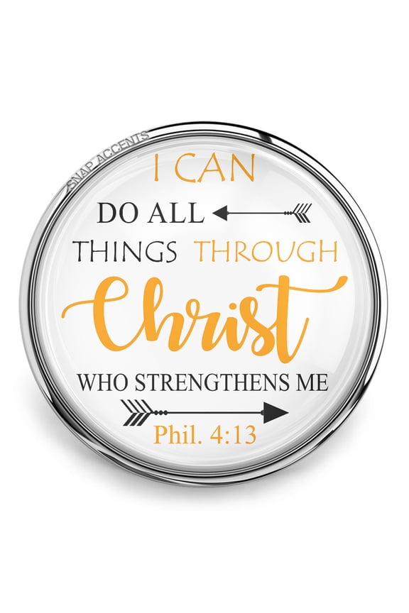Snap Jewelry 18MM Orange Ginger Charm with Inspirational Philippians 4:13 Message