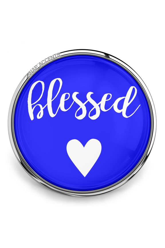 Snap Jewelry 18MM Blessed Heart Blue Ginger Charm Button