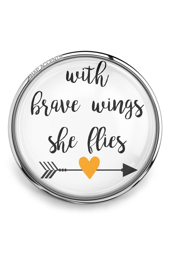 Choose Color | Brave Wings Inspire Snap Jewelry Ginger Charm Button, For Interchangeable DIY Customizable Accessories