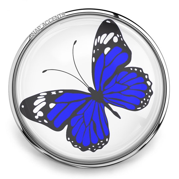 Snap Jewelry 18MM Blue Butterfly Ginger Charm Button for Interchangeable Accessories