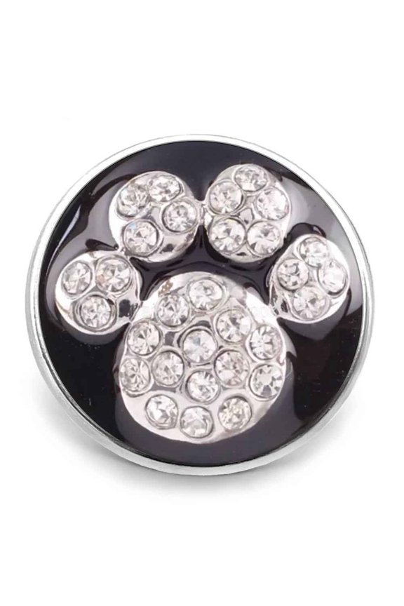 Choose Color | Dog Paw Rhinestone Snap Jewelry Ginger Charm Button, For Interchangeable DIY Customizable Accessories