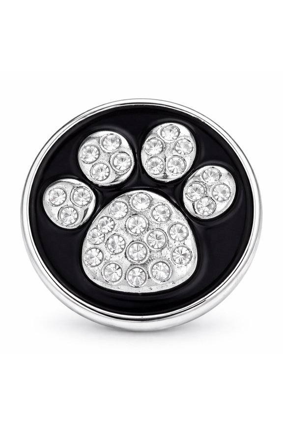 Snap Jewelry 18MM Dog Paw Rhinestone Ginger Charm with Black Enamel Background