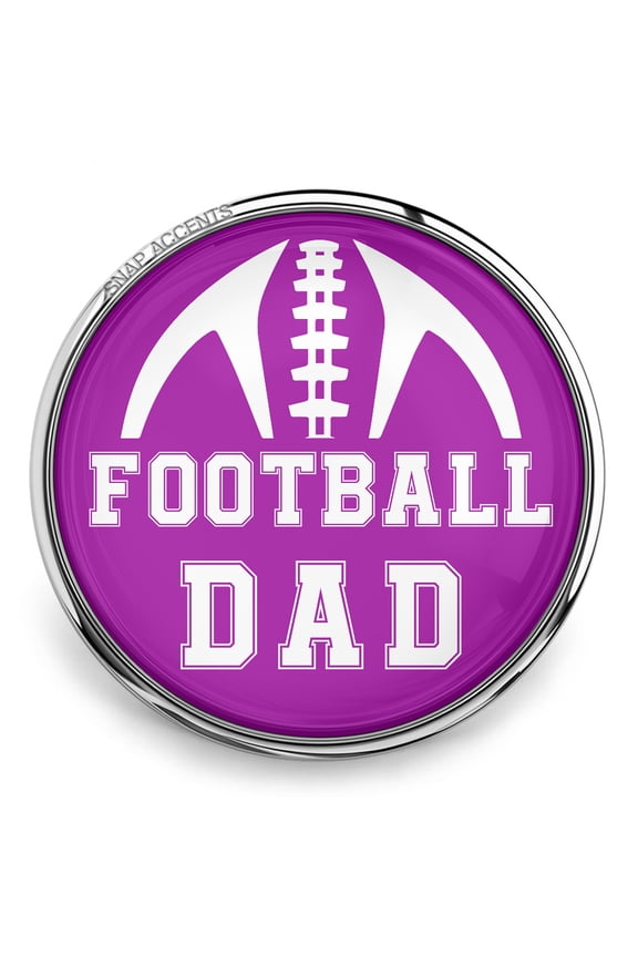 Snap Jewelry 18MM Purple Football Dad Ginger Charm Button