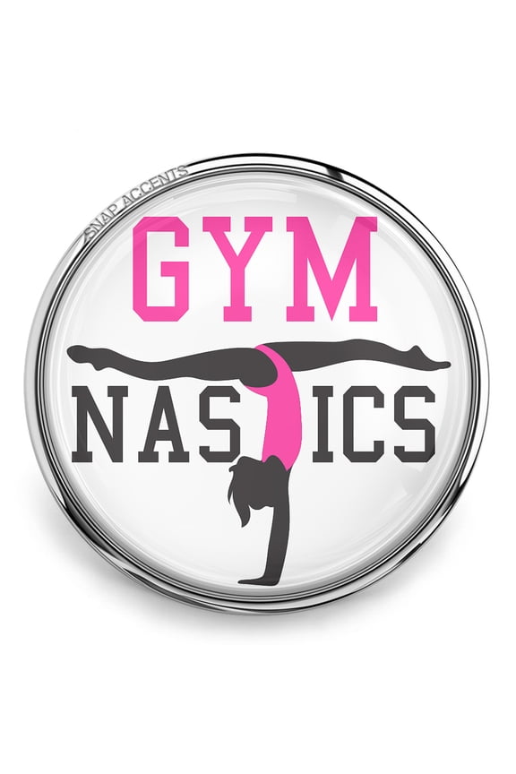 Snap Jewelry 18MM Pink Gymnastics Ginger Charm Button for Interchangeable Accessories
