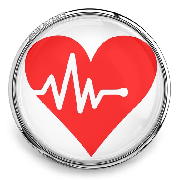 Choose Color | Heartbeat Nurse Snap Jewelry Ginger Charm Button, For Interchangeable DIY Customizable Accessories