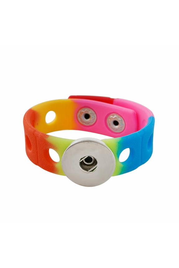 Snap Jewelry Silicone Adjustable Bracelet for 18MM Ginger Charm Buttons in Multicolor 7 Inch
