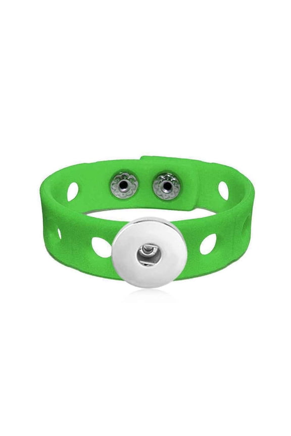 Choose Color | Silicone Adjustable Bracelet Snap Jewelry, Green, Fits 18MM 20MM Ginger Charm Buttons