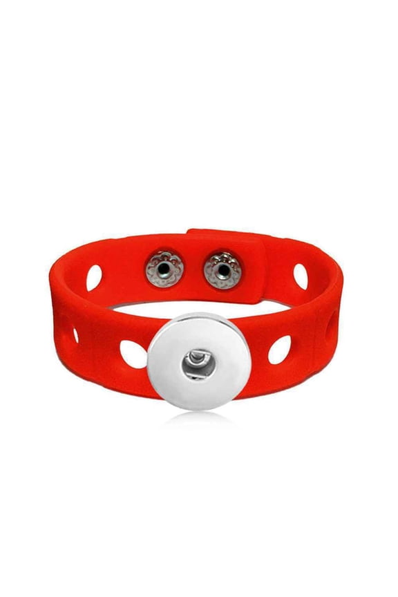 Choose Color | Silicone Adjustable Bracelet Snap Jewelry, Red, Fits 18MM 20MM Ginger Charm Buttons
