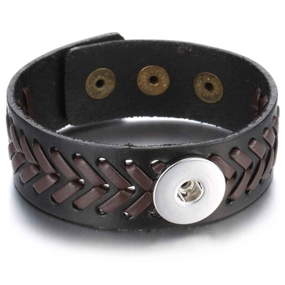Choose Color | Leather Weave Bracelet Snap Jewelry Fits 18MM 20MM Ginger Charm Buttons