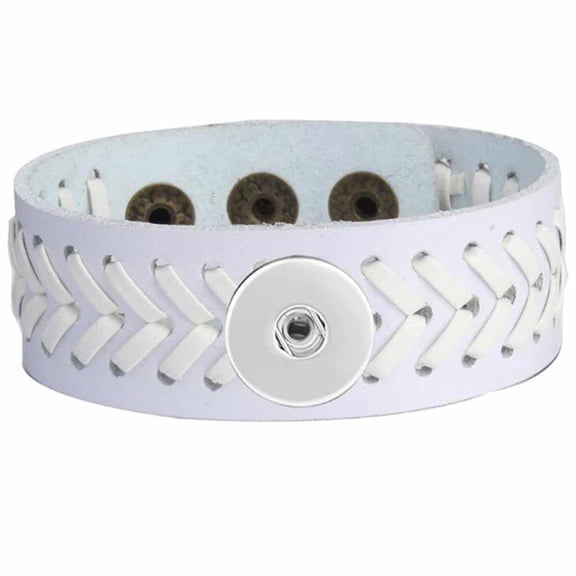 Choose Color | Leather Weave Bracelet Snap Jewelry Fits 18MM 20MM Ginger Charm Buttons