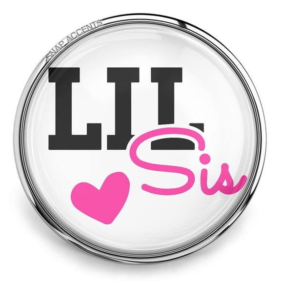 Choose Color | Lil Sister Heart Snap Jewelry Ginger Charm Button, For Interchangeable DIY Customizable Accessories