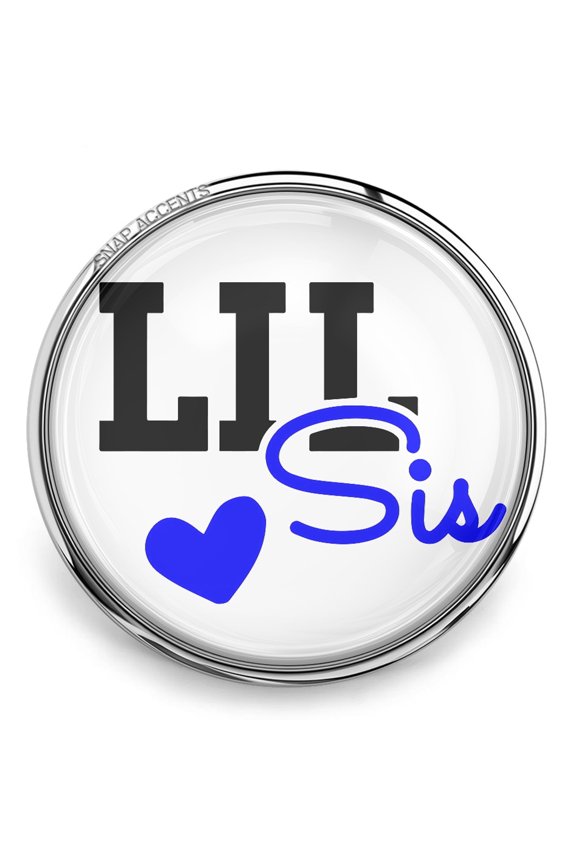 Choose Color | Lil Sister Heart Snap Jewelry Ginger Charm Button, For Interchangeable DIY Customizable Accessories