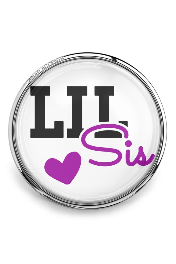 Choose Color | Lil Sister Heart Snap Jewelry Ginger Charm Button, For Interchangeable DIY Customizable Accessories