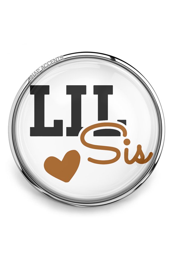 Snap Jewelry 18MM Lil Sis Heart Ginger Charm Button in Brown