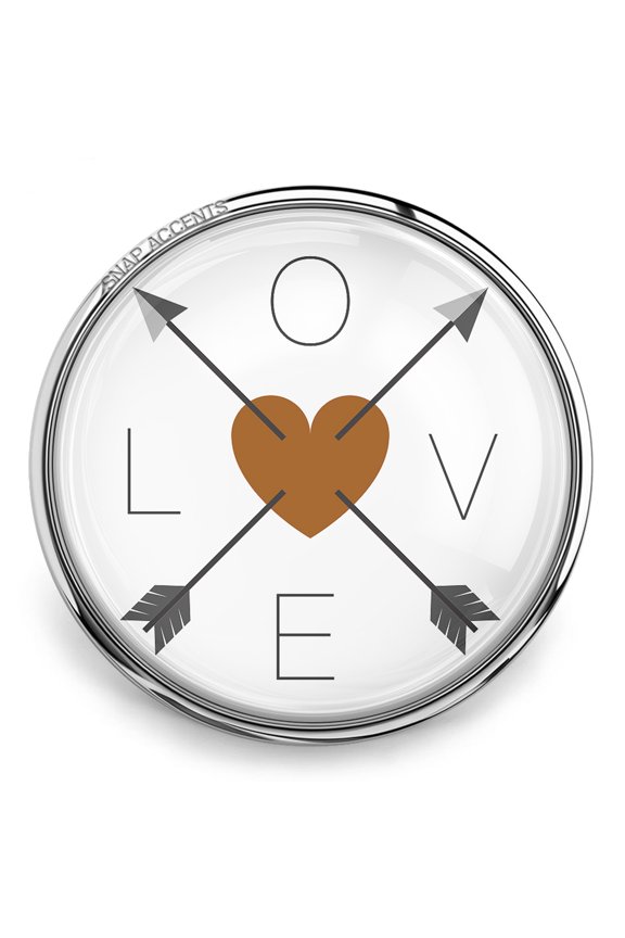 Snap Jewelry 18MM Love Heart Arrows Ginger Charm in Brown