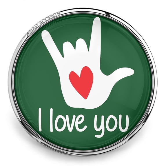 Choose Color | Love You Sign Language Snap Jewelry Ginger Charm Button, For Interchangeable DIY Customizable Accessories