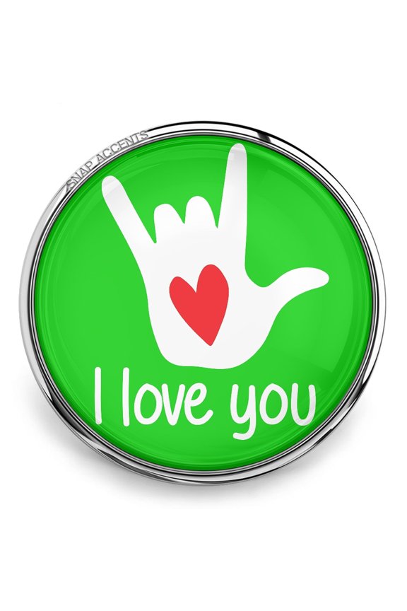 Choose Color | Love You Sign Language Snap Jewelry Ginger Charm Button, For Interchangeable DIY Customizable Accessories