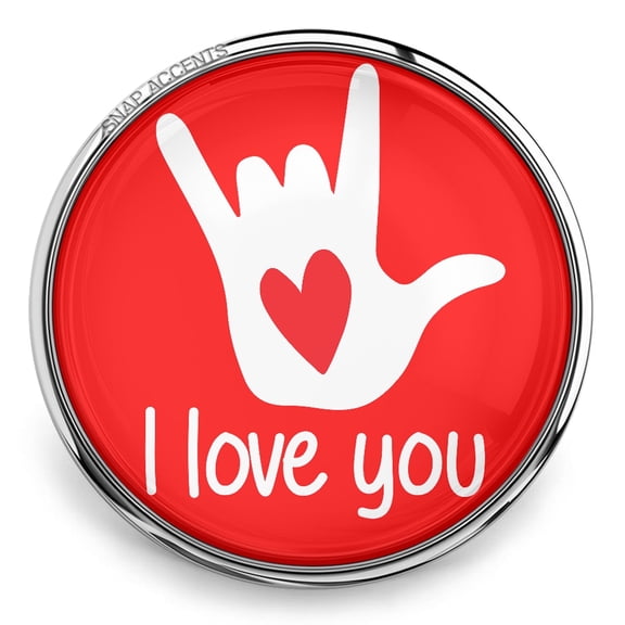 Choose Color | Love You Sign Language Snap Jewelry Ginger Charm Button, For Interchangeable DIY Customizable Accessories