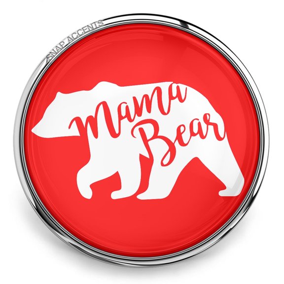 Choose Color | Mama Bear Snap Jewelry Ginger Charm Button, For Interchangeable DIY Customizable Accessories