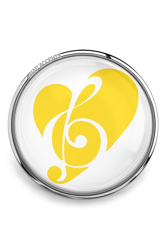 Choose Color | Music Heart Snap Jewelry Ginger Charm Button, For Interchangeable DIY Customizable Accessories