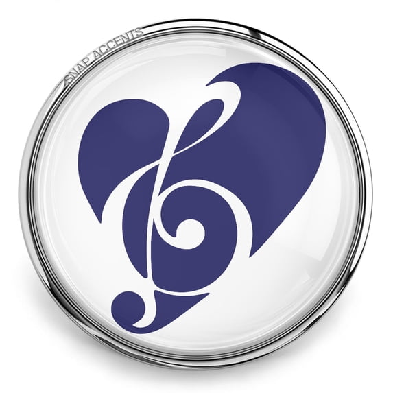Choose Color | Music Heart Snap Jewelry Ginger Charm Button, For Interchangeable DIY Customizable Accessories
