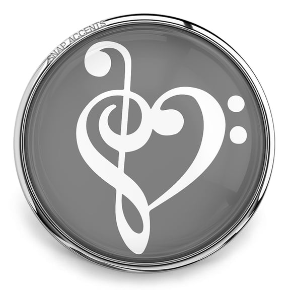 Choose Color | Music Notes Heart Snap Jewelry Ginger Charm Button, For Interchangeable DIY Customizable Accessories