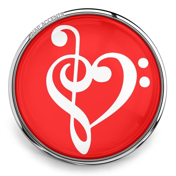 Choose Color | Music Notes Heart Snap Jewelry Ginger Charm Button, For Interchangeable DIY Customizable Accessories