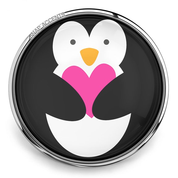 Snap Jewelry 18MM Penguin Heart Pink Ginger Charm Button for Interchangeable Accessories