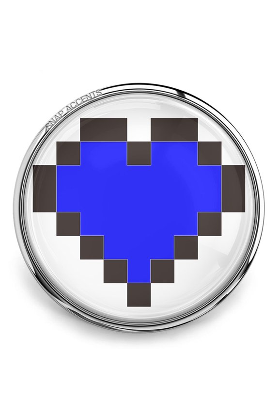 Choose Color | Pixel Heart Snap Jewelry Ginger Charm Button, For Interchangeable DIY Customizable Accessories