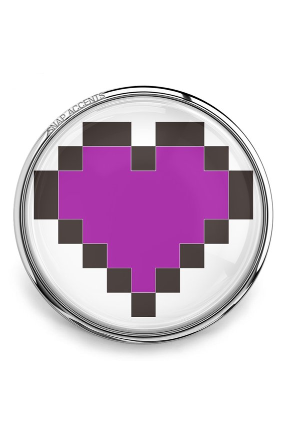 Snap Jewelry 18MM Purple Pixel Heart Ginger Charm Button for Interchangeable Accessories