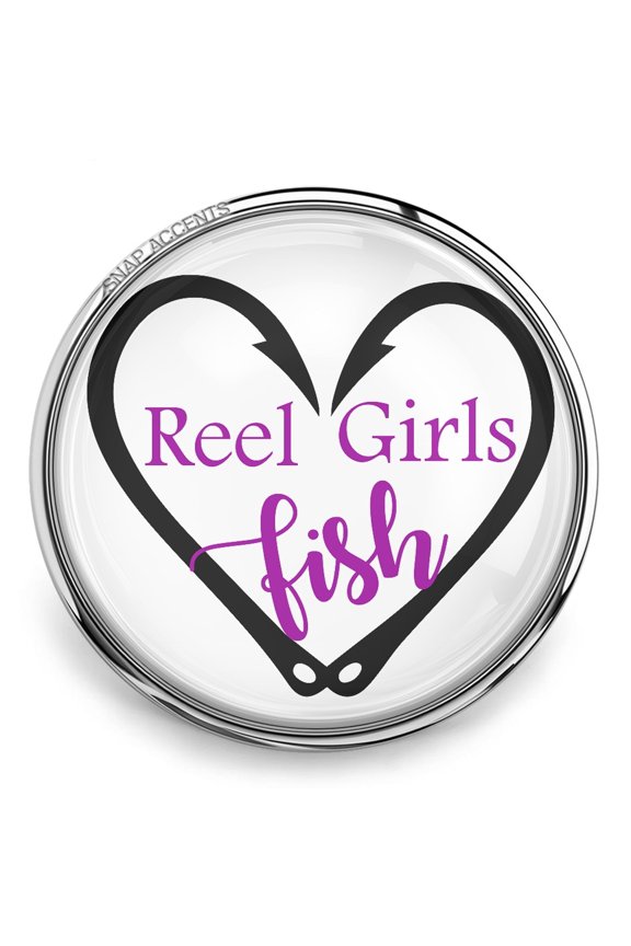 Choose Color | Reel Girls Fishing Snap Jewelry Ginger Charm Button, For Interchangeable DIY Customizable Accessories