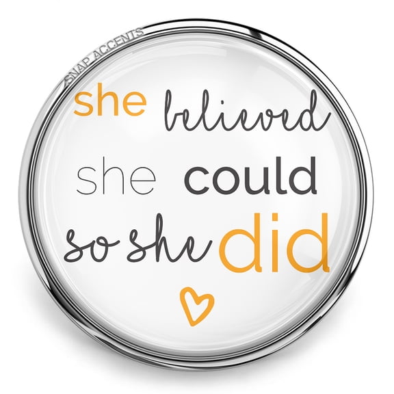 Snap Jewelry 18MM Orange She Believed She Could Ginger Charm Button