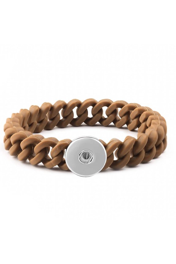 Snap Jewelry Silicone Bracelet Thin Brown 7.25 Inch Interchangeable Ginger Charm Holder