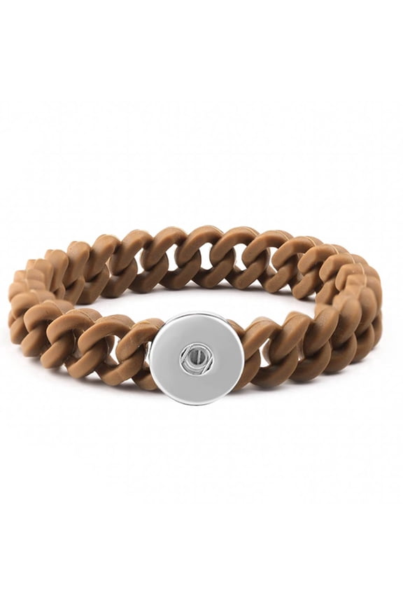 Snap Jewelry Silicone Bracelet Thin Brown 7.25 Inch Interchangeable Ginger Charm Holder