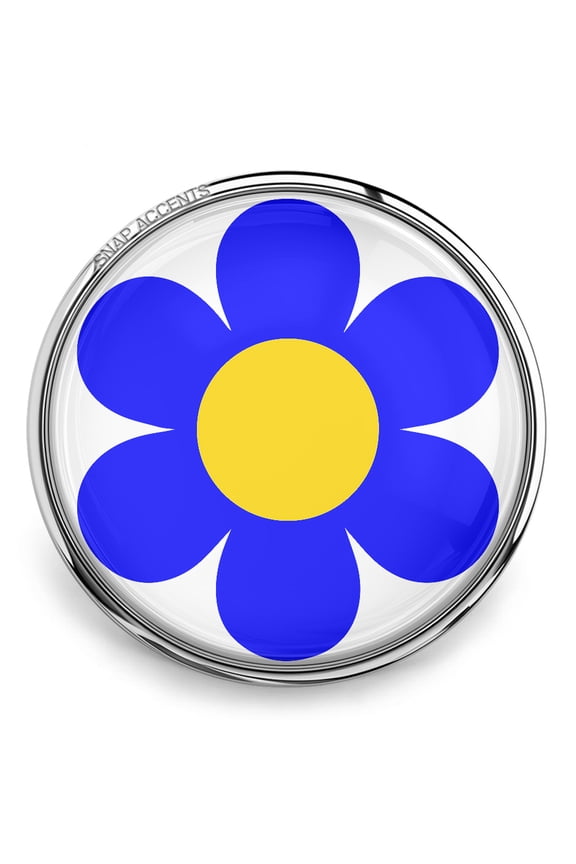 Snap Jewelry 18MM Blue Simple Flower Ginger Charm Button