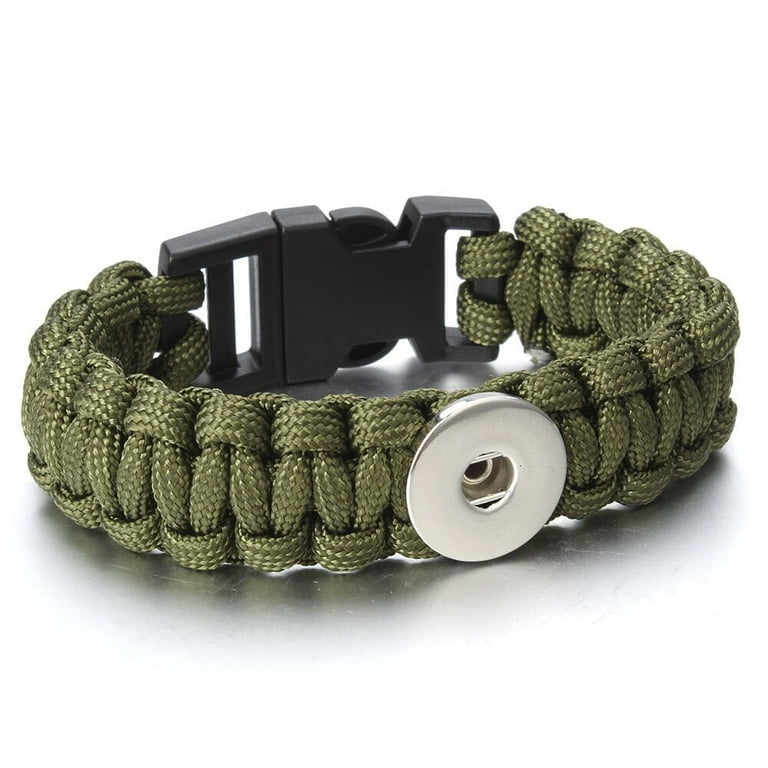 Choose Color, Size | Paracord Bracelet Snap Jewelry Fits 18mm 20mm Ginger Charm Buttons, Adult Unisex, Size: 9 (Adult), Green