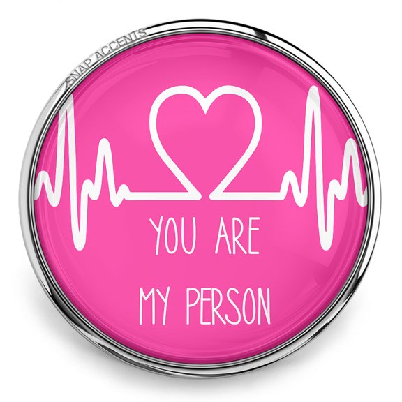Snap Jewelry 18MM Pink You Are My Person Ginger Charm with Heartbeat Design