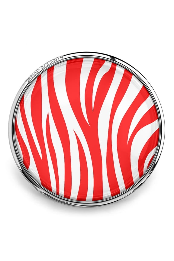 Snap Jewelry 18MM Red Zebra Pattern Ginger Charm Button